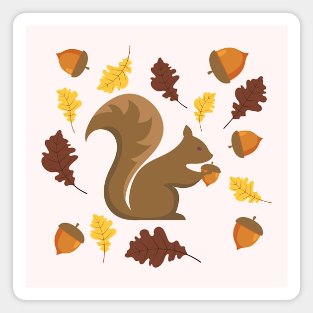 Cute Fall Squirrel Magnet by SWON Design